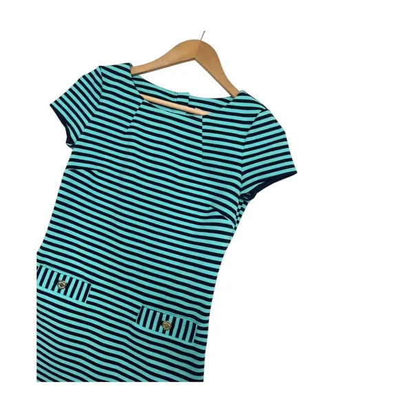 Lilly Pulitzer Dress Womens XS Green Blue Striped Shift Beach Resort Coastal - Image 6