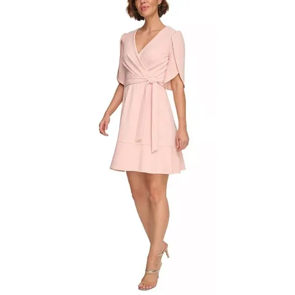 DKNY Pink Tulip Sleeve Faux Wrap Ruffle Hem Dress Size‎ 6 NEW - Image 2