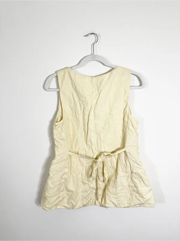 LOFT Square Neck Butter Yellow Linen Blend Sleeveless Top Medium - Image 3