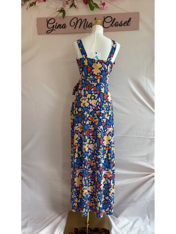 41 Hawthorn Ellienne Faux Wrap Maxi Dress Blue Floral Size S - Image 2