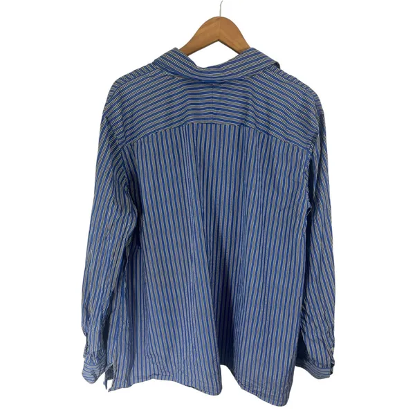 Ralph Lauren Womens 3xl Blue Monogram Dress Shirt Button Down Striped Old Money - Image 7