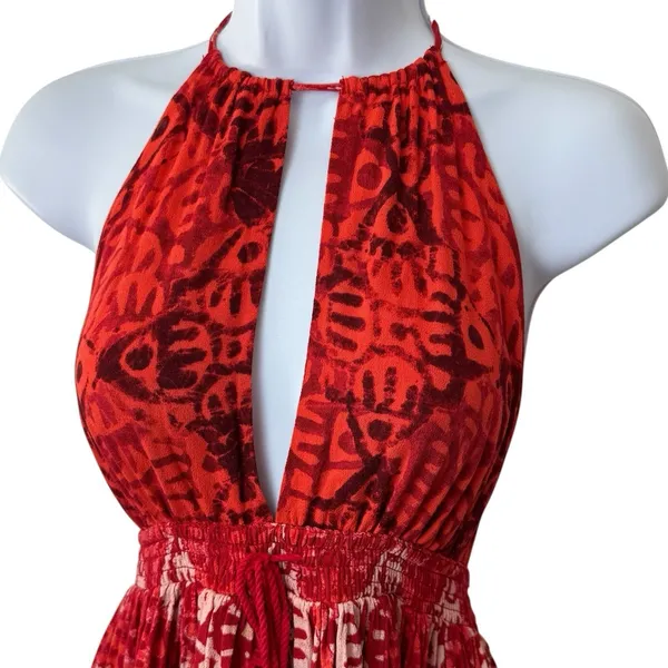 Free People Beach Day Dress Tribal Print Bohemian Coastal Resort Travel S - Image 3