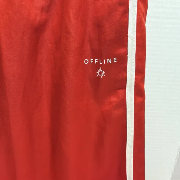 Offline By Aerie Your A Winner Satin Trousers Small Wide Leg Athleisure - Image 4