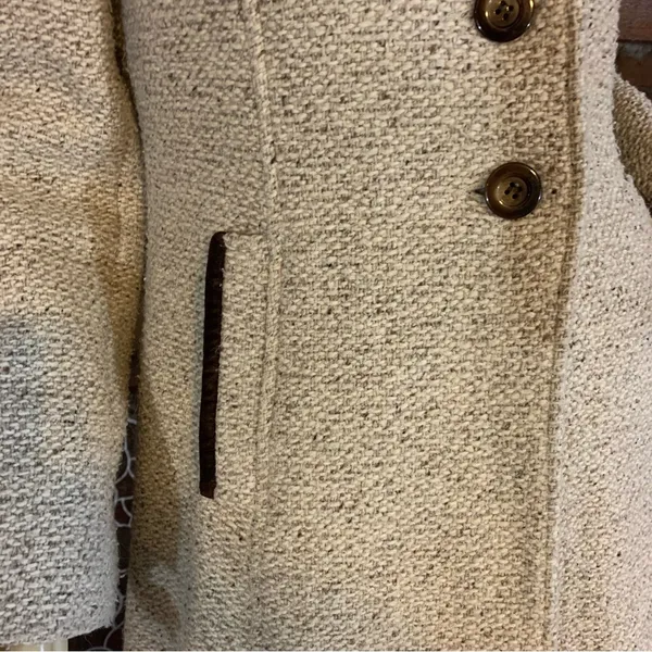 Vintage Circa 1980'S J. Marco Beige & Brown Wool & Fox Fur Collar Coat (S) - Image 10