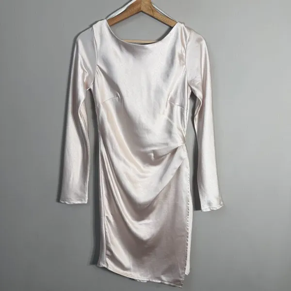 Hello Molly Expressed Permission Mini Dress Women's XS 2 Champagne Satin NWT - Image 7