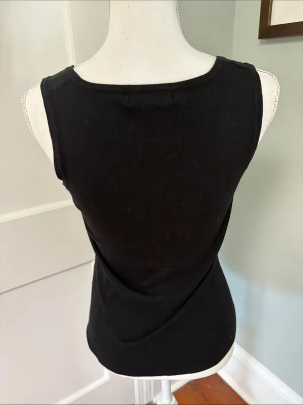 August Silk Classic Black Tank Top Cotton Blend Size Small - Image 4