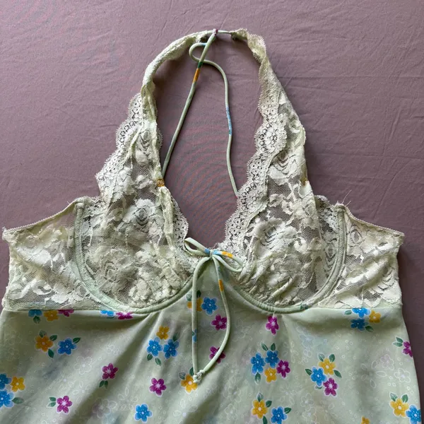Enchanting Floral Halter Neck Lace Cami Top - Image 2