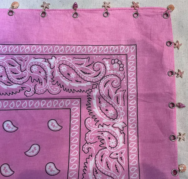Pink Ocean Charm Bandana – Starfish & Seashell Details - Image 3