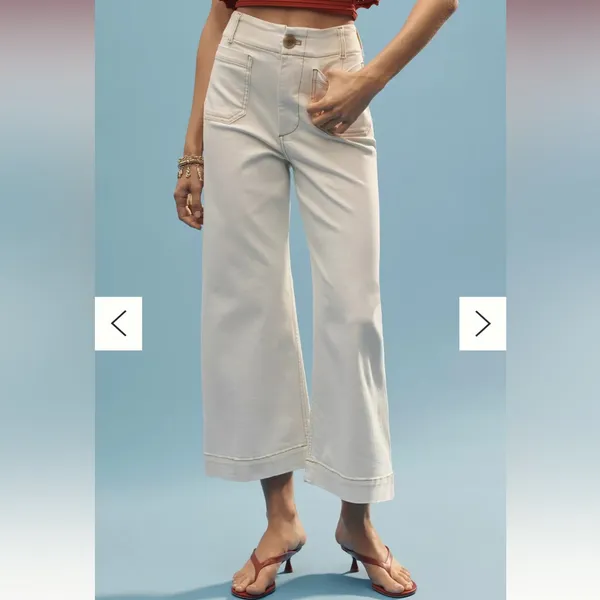 Anthropologie Maeve Colette Crop Wide-Leg Jeans in Latte Foam - Image 2