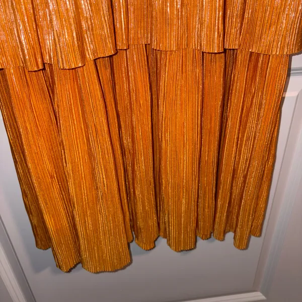 Sabina Musayev Alma Midi Dress in Mandarin Orange Pleated Tiered Small Like New - Image 11