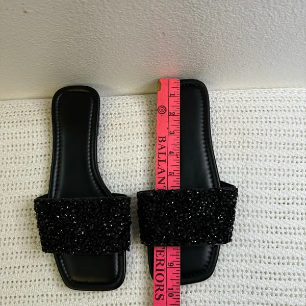 New. Elegant Black Beaded Women's Casual Slide Sandals– Comfortable - Image 9
