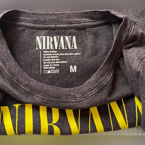 NIRVANA Charcoal Tee with Yellow Logo 2014 vintage - Image 3