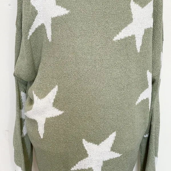 A Beautiful Soul Sweater Size A Size (1X ) Stars Green Cozy Slouchy Whimsigoth - Image 7