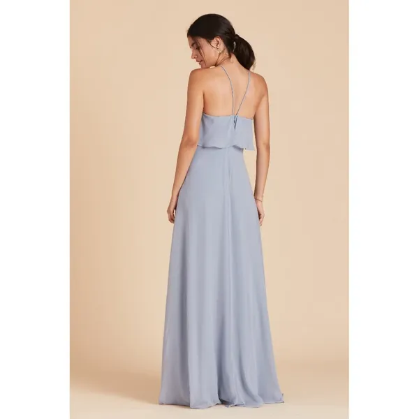 NWT Womens Size Small Birdy Grey Blue Jules Chiffon Ruffle Accent Maxi Dress - Image 3