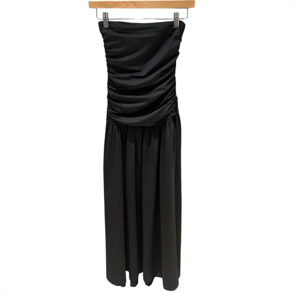 NIA Santal Revolve Black Strapless Midi Dress - Image 6