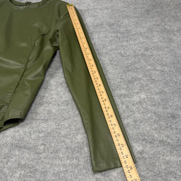 Adidas Ivy Park Size XL-1X Bodysuit Faux Leather Long Sleeve Wild Pine Green - Image 6