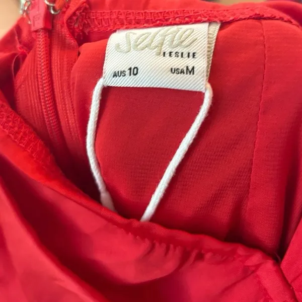 Selfie Leslie Red Annabella‎ Strapless Frill Hem Mini Dress Size Medium - Image 8