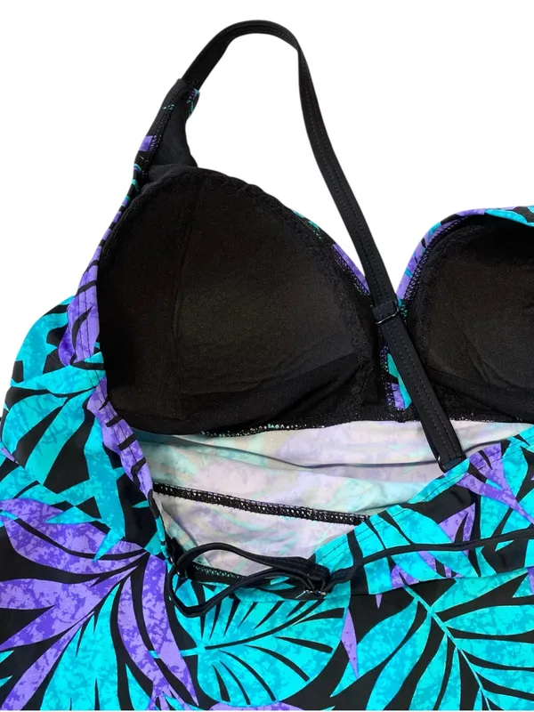 OCEAN DREAMS Tropical Tankini Top Blue Size 14 - Image 4