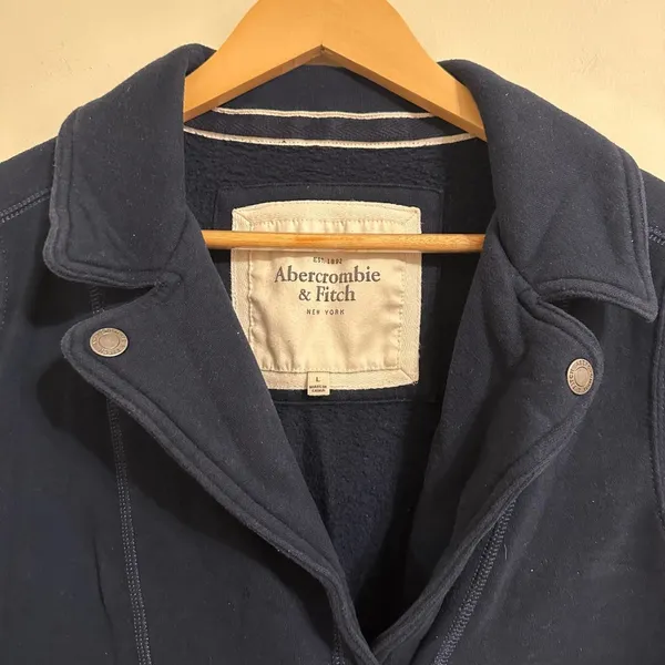 Abercrombie & Fitch Y2K Navy Sweatshirt Moto Jacket Size L - Image 5
