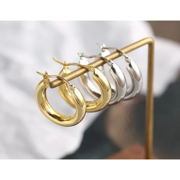 Large Tubular 18k White Gold Filled Hoop Earrings,‎ 30mm - Image 7
