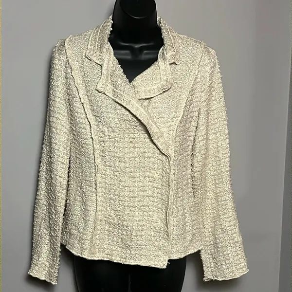 CAbi #985 XS Wheat Chenille Tweed Knit Blazer - Image 4