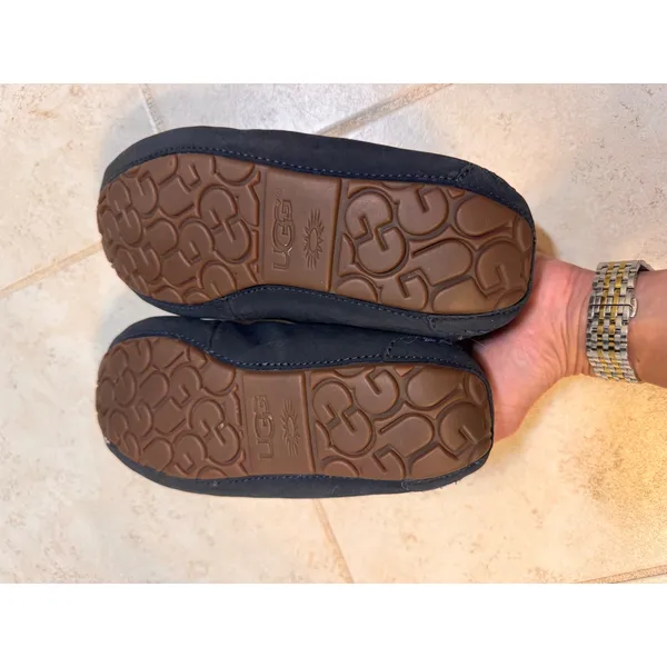 UGG‎ Dakota Navy Blue Suede Wool Lined Moccasin Slippers 5612 Womens 8 - Image 8