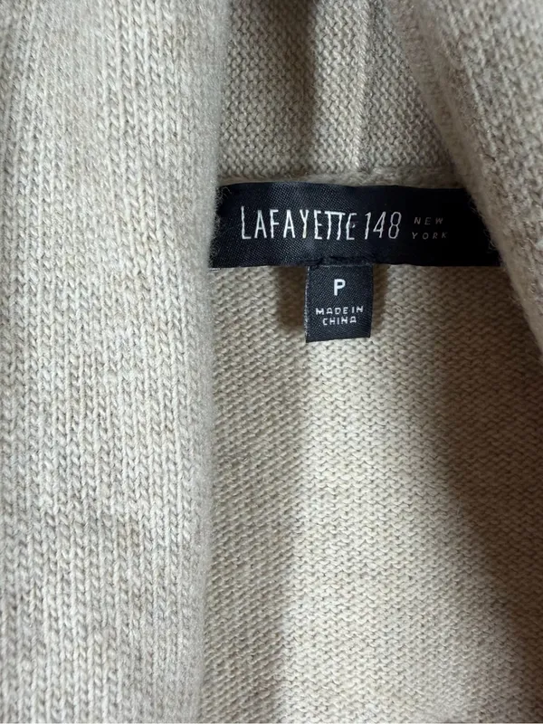 Lafayette 148 Tan Wool Cashmere‎ Blend Belted Cardigan - Image 4