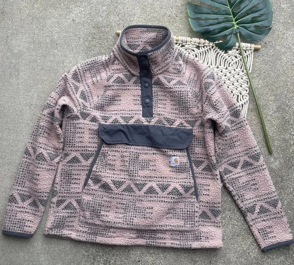 Carhartt Tribal Print Fleece Pullover Jacket Women’s Size Medium - Image 3