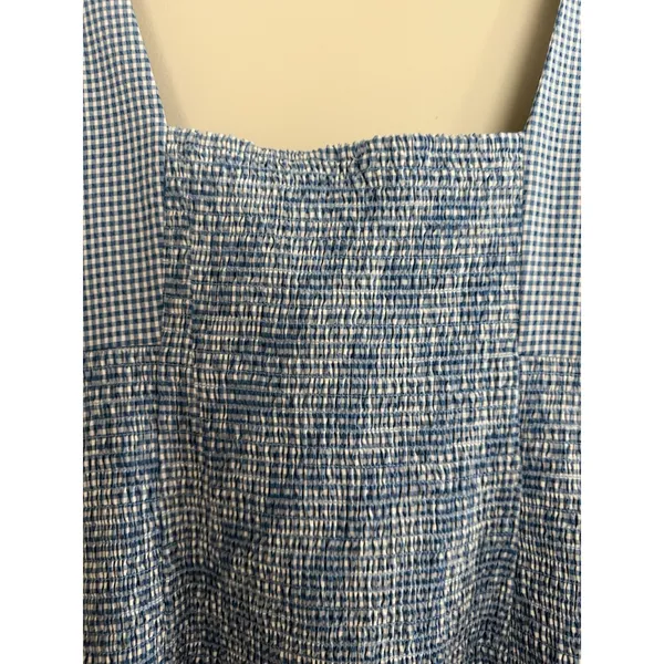 Maeve Smocked Rosette Drop-Waist Mini Blue Gingham Dress Women's Size XL - Image 7