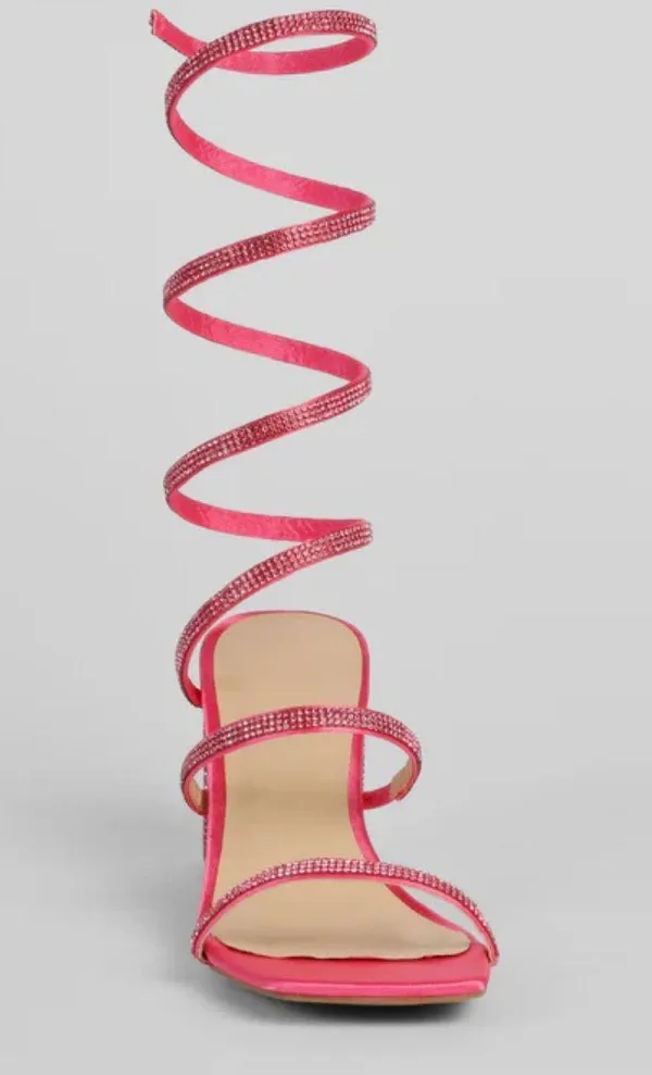 Windsor Time For Glamour Pink Rhinestone Spiral Heels - Image 3