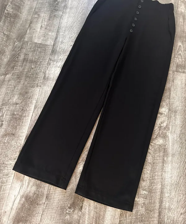 ZARA Buttoned Wool Wide Leg Pants Size S - Image 2
