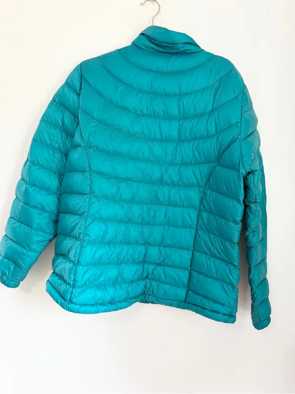 LL Bean Ultralight Women's XL REG Down Quilted Puffer Coat Jacket Teal Blue - Image 3
