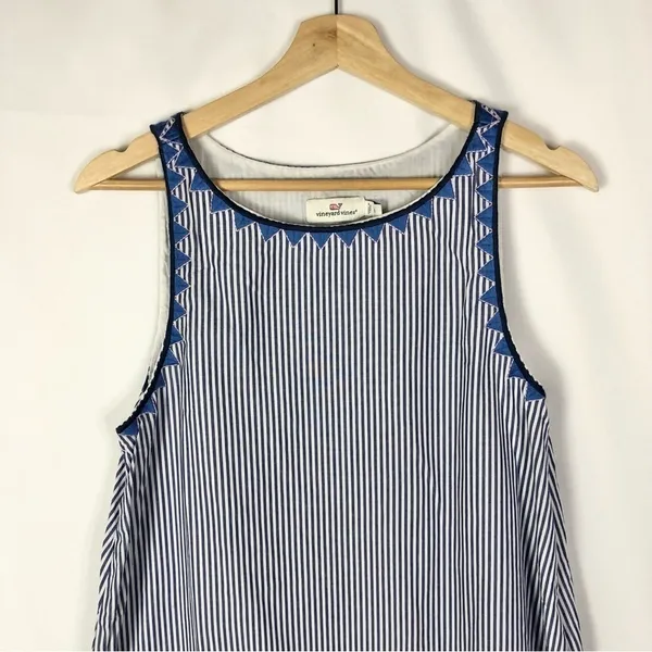 Vineyard Vines Geo Prep Embroidered Marlin‎ Blue Stripe Shift Mini Dress 10 - Image 3