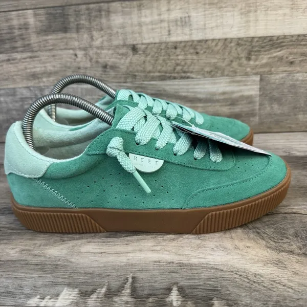 Reef Lay Day Seas Womens 9.5 Green Duo Suede Sneakers CJ7205 New - Image 2