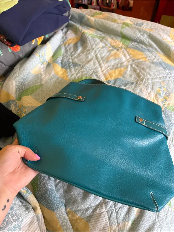Teal Women's Shoulder Tote Bag Vintage Tommy Hilfiger - Image 5