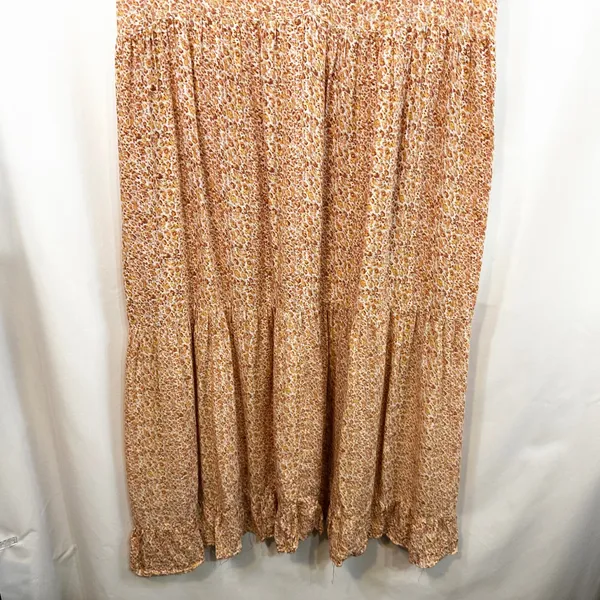 Wonderly Plus Size 1X Midi Dress Orange Floral‎ Tiered Fairy Boho Feminine 1231 - Image 5