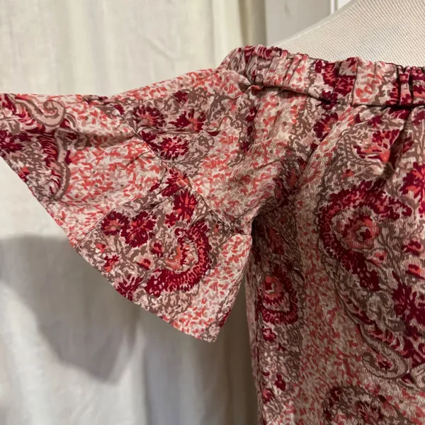 Madewell 100% Silk Floral Off Shoulder Top‎ Size S Cropped Bohemian Blouse - Image 3