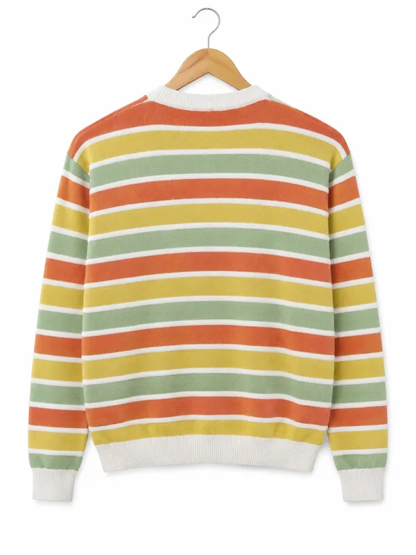 Striped Knit Sweater Small Wool Blend 90s Grunge Indie Skater Retro Crewneck EUC - Image 2