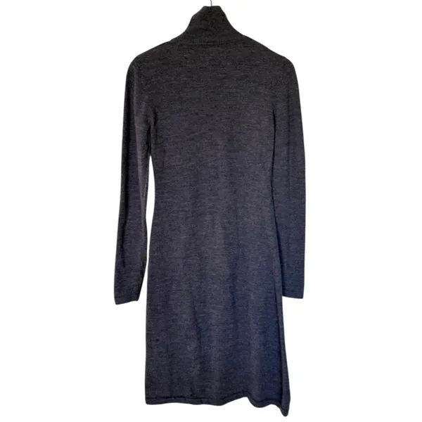 Garnet Hill 100% Merino Wool Turtleneck Long Sleeve Sweater Dress Grey Small - Image 2
