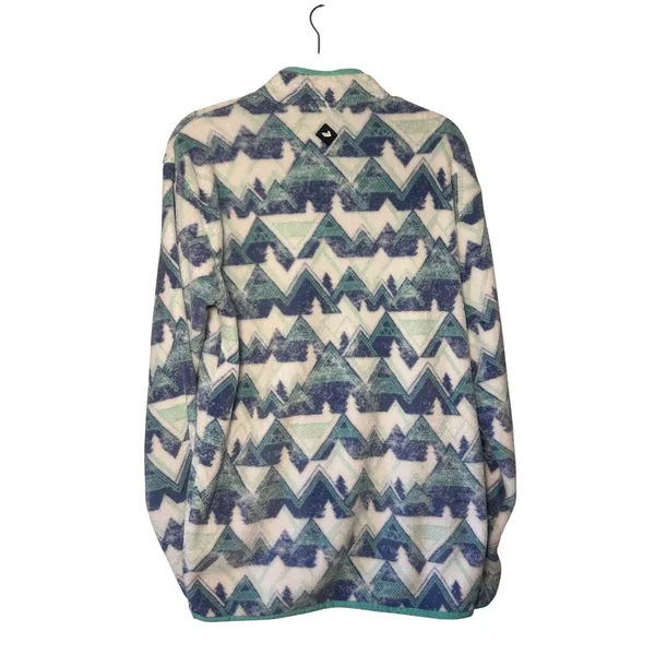 Southern Marsh Womens Blue Mint Mountain Print Fleece Snap Pullover Large Preppy - Image 5