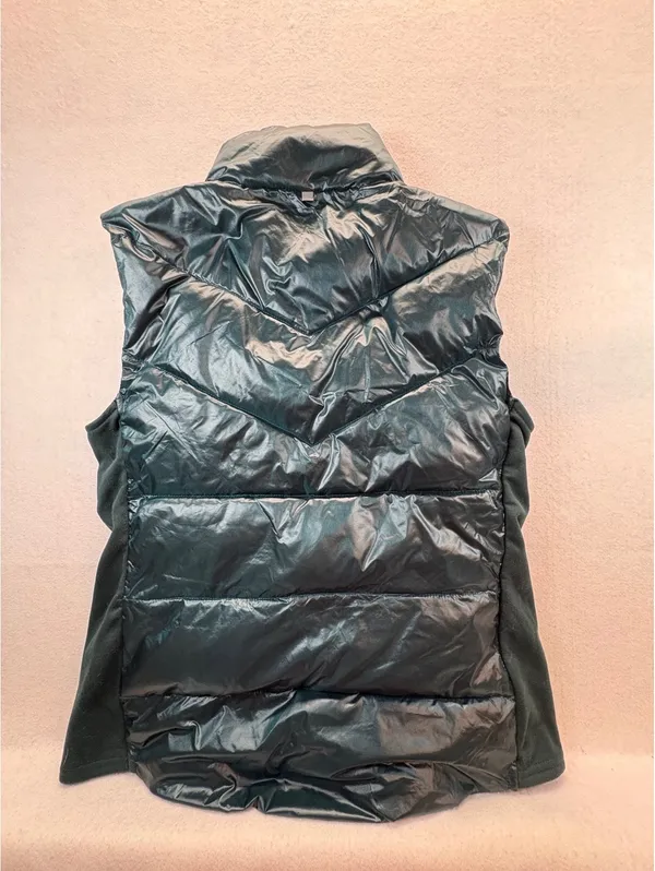 Tek Gear Women’s Small Puffer Vest Dark Green Full Zip Fleece Side Panels - Image 6
