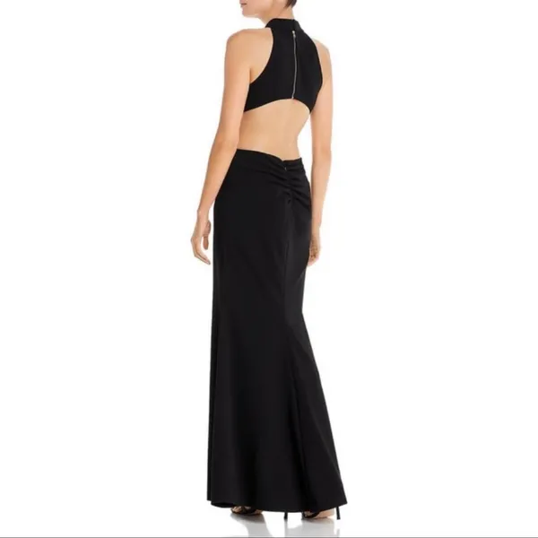 Aqua Open Back Halter Formal Gown padded - Image 4