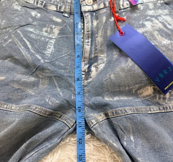 Vibrant M.I.U. Metallic Wide leg Cargo Denim Pants - NWT - Womens Size L 32”W - Image 13