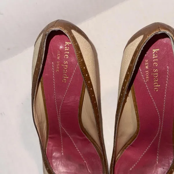 Kate Spade Preppy Peep Toe Old Money Luxury Designer Classic Pumps‎ Size 7.5M - Image 11