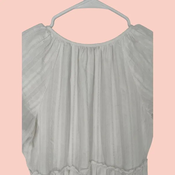 KATE & SAM Tiered Mini Dress Women‎ Size S White Eyelet Ruffle Lace Boho Summer - Image 12
