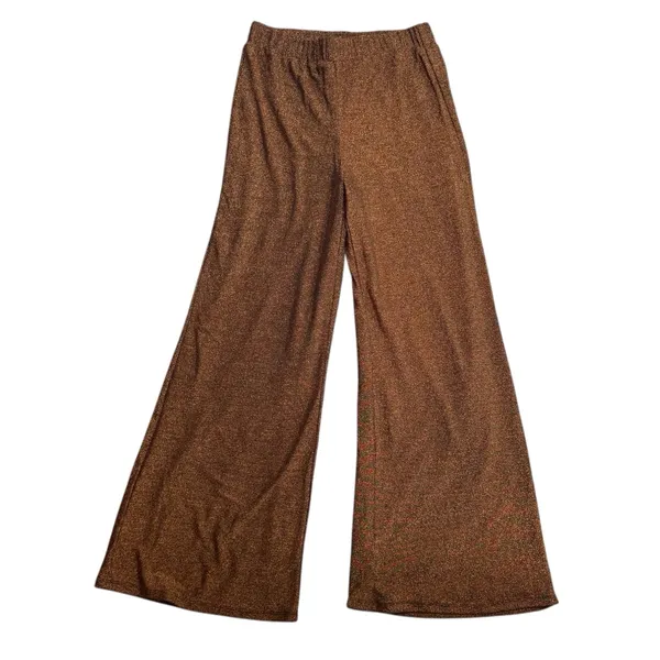 Lulus Size M Follow The Festivities High Rise Wide Leg Pants Copper Metallic NWT - Image 2