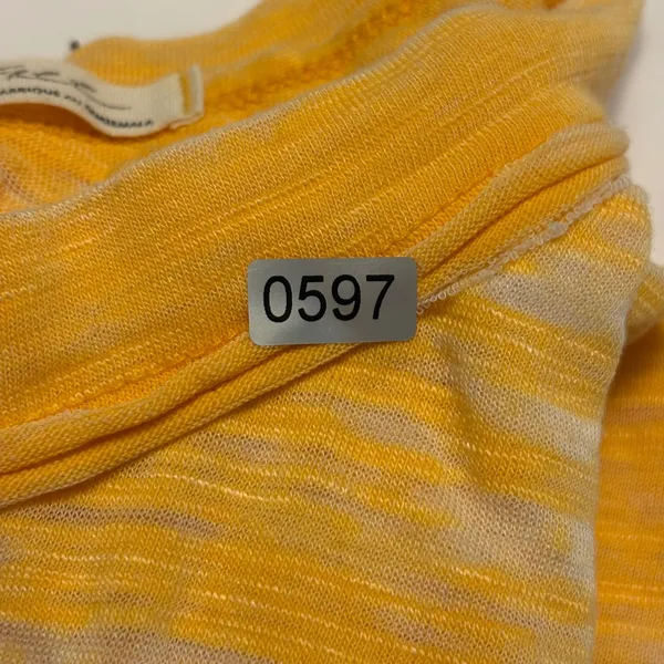 Free People T-Shirt Womens Medium Yellow Open Back Burnout Slub Knit Tee - Image 6