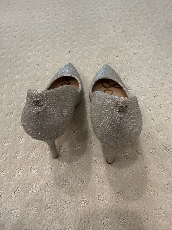 Sam Edelman Silver Glitter Pointed Toe Stiletto Pumps Size 7.5 - Image 4