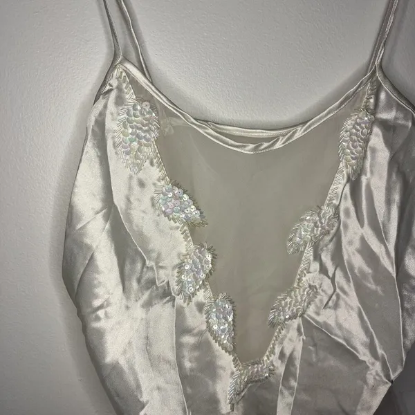 Victoria's Secret Women's Vintage 90s Embellished Teddy Lingerie Bodysuit Pearl - Image 2