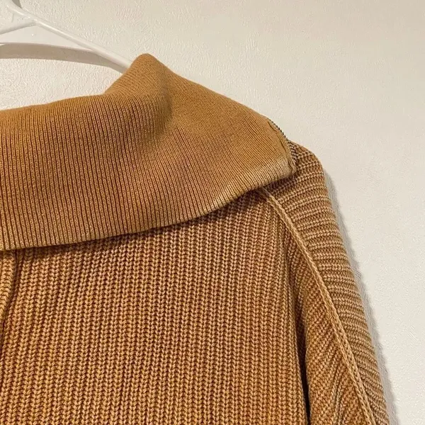 Aerie Oversized Half Zip Sweater XS Camel Chunky Knit Cozy Lounge - Image 6